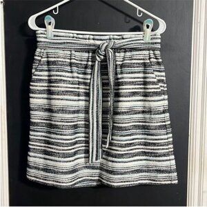 LOFT Striped Cotton Blend Mini Skirt with Pockets Belt Casual M Length: 18”